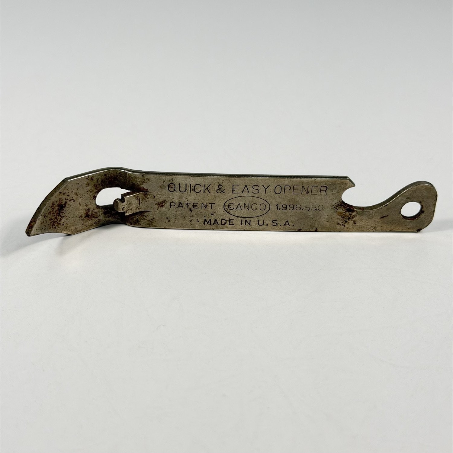 Vtg CANCO Quick & Easy Can Bottle Opener Church Key Pat 1996550 Made in USA