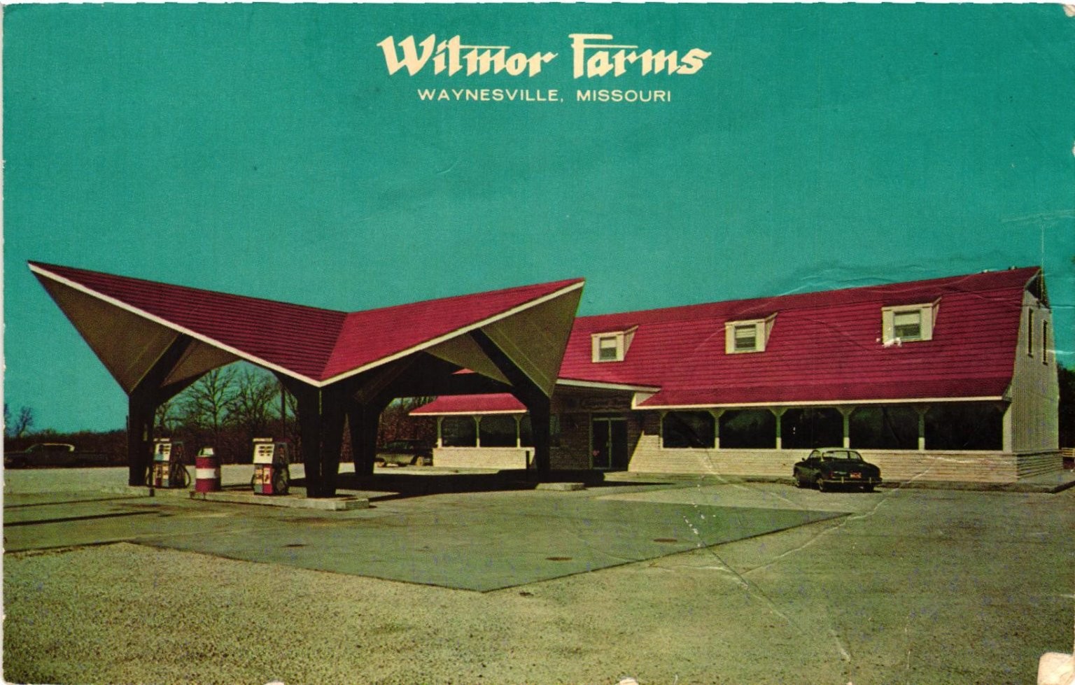 Witmor Farms Waynesville Missouri Gas Station Restaurant Postcard Chrome Witmor Farms Waynesville Missouri Gas Station Restaurant Postcard Chrome
