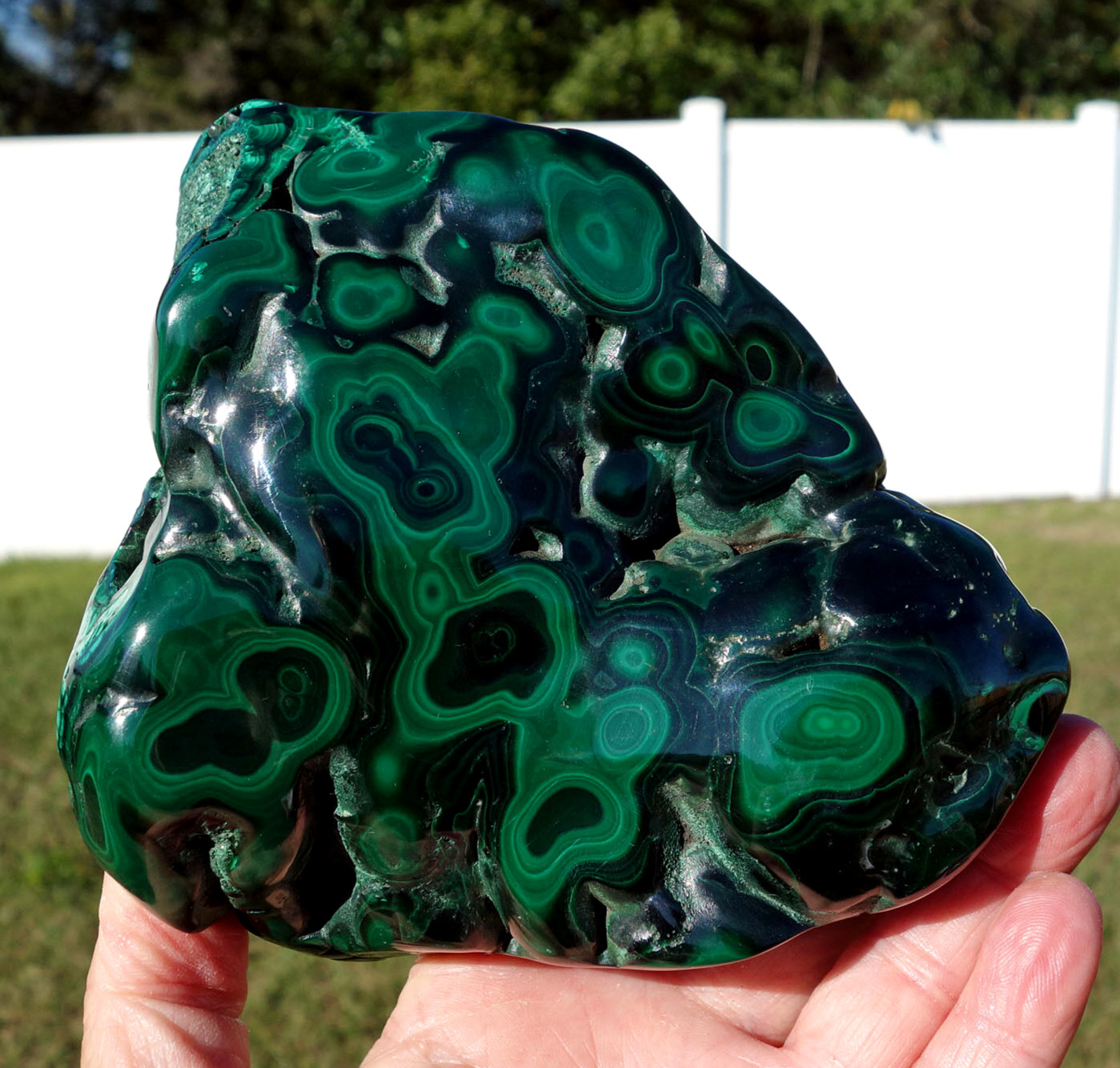 Rich Green MALACHITE BOTRYOIDAL Crystal CONGO Specimen with Bullseyes For Sale