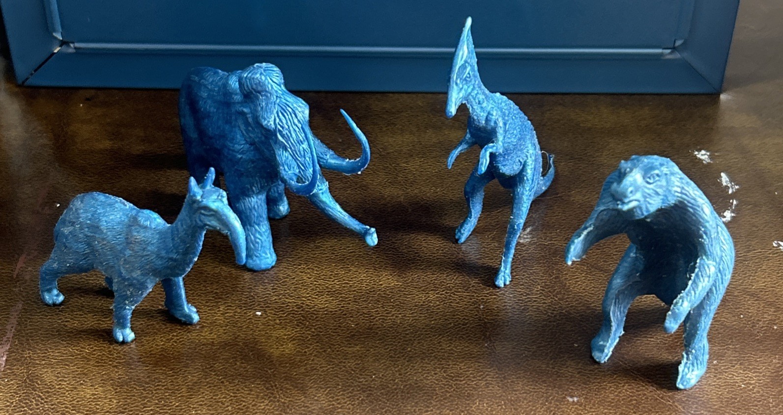 4 MPC Marx 1960s Cobalt Blue Prehistoric Dinosaur Animals Playset Figures RARE