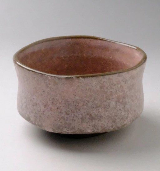 Mino ware Pottery Tea Cup Japanese Matcha Tea Bowl Chawan Pink Sakura Snow field
