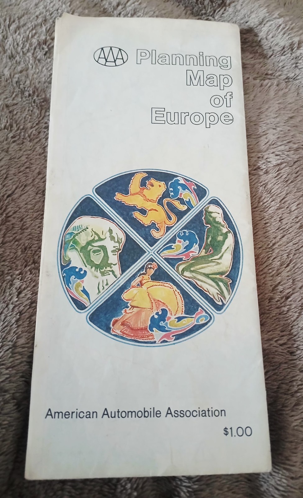 AAA Planning Map of Europe 70's - 80's Fold Out Brochure Travel European Vintage