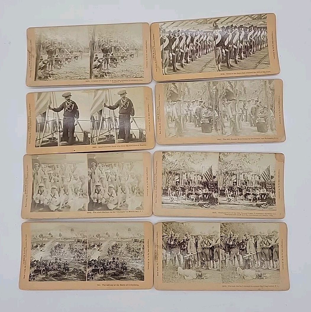 8 Vintage Stereo View Cards by B. W. Kilburn Military Militia Battles 8 Vintage Stereo View Cards by B. W. Kilburn Military Militia Battles