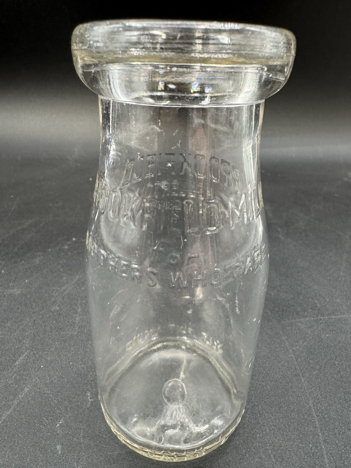 Brookfield Dairy Half Pint Milk Bottle  For Mothers Who Care  Hellertown PA