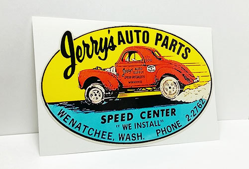 JERRY\'S AUTO PARTS Washington Vintage Style DECAL / STICKER, rat rod, racing,car JERRY\'S AUTO PARTS Washington Vintage Style DECAL / STICKER, rat rod, racing,car