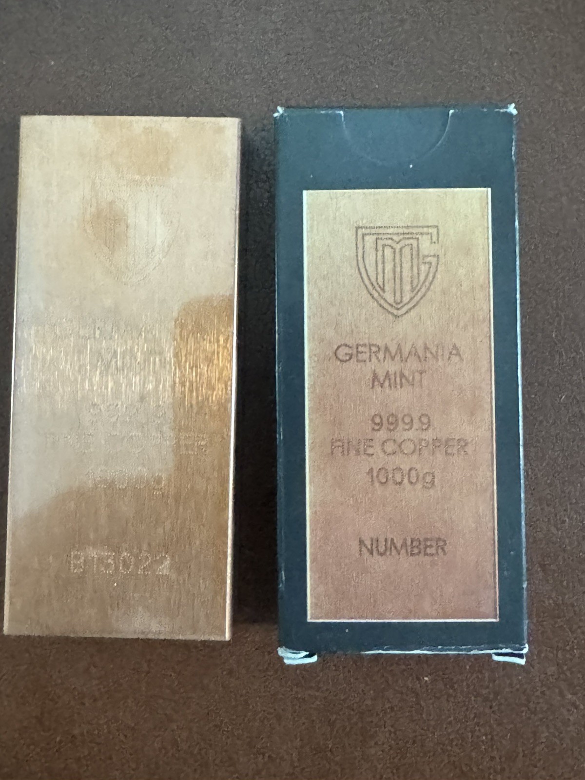 Germania Mint 1000g .999 Fine Copper Bar Copper Bullion with Box Germania Mint 1000g .999 Fine Copper Bar Copper Bullion with Box
