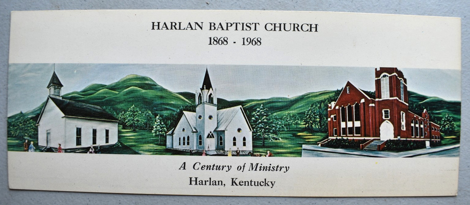 Harlan Kentucky Baptist Church Ministry 1960s Jumbo Long Postcard 1868 - 1968 Harlan Kentucky Baptist Church Ministry 1960s Jumbo Long Postcard 1868 - 1968