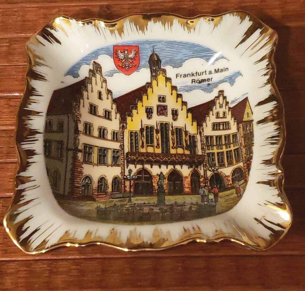 Kleiber Bavaria Ashtray 22 Karat Gold Trim Bavaria Germany Handmade