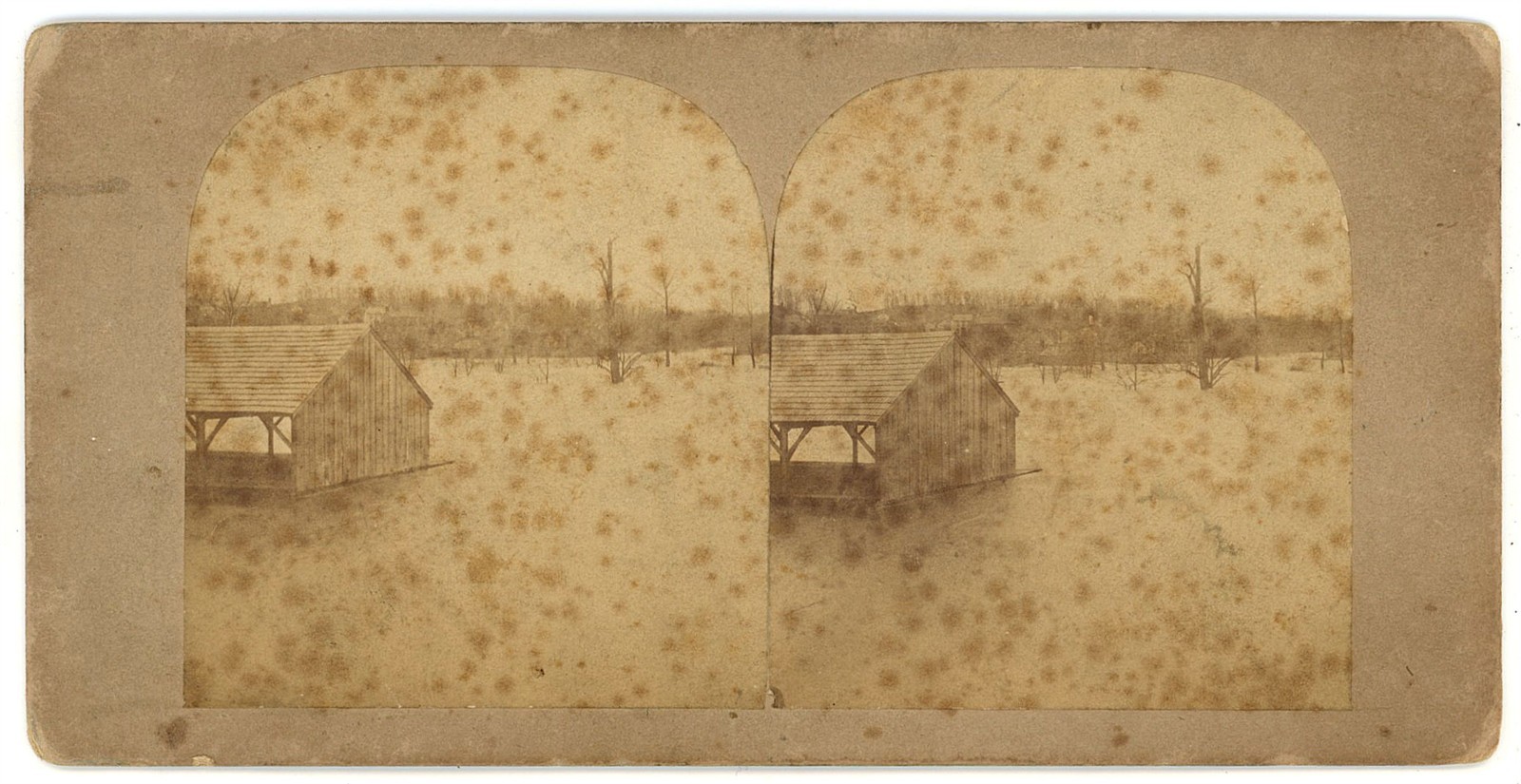 OHIO STEREOVIEW - South Zanesville - Flood Scene - JQA Tresize c1860