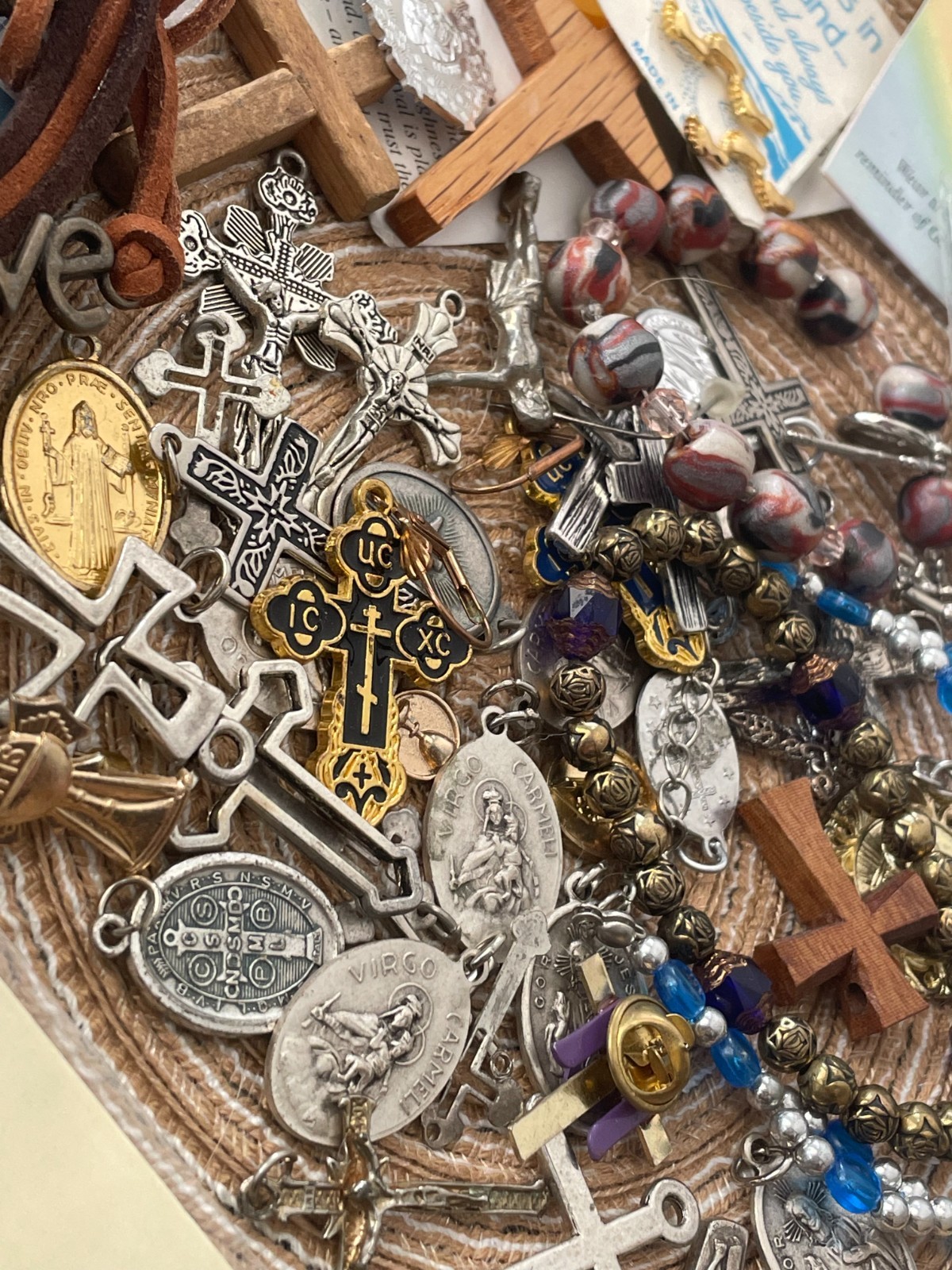 Religious Jewelry Lot Medals Rosaries Crosses Crucifix Catholic Christianity 50+
