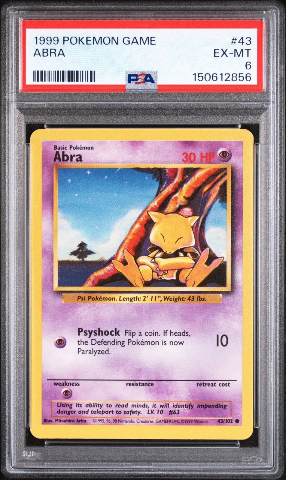1999 Base Set Game #43 Abra EX Mint PSA 6 Pokemon 1999 Base Set Game #43 Abra EX Mint PSA 6 Pokemon