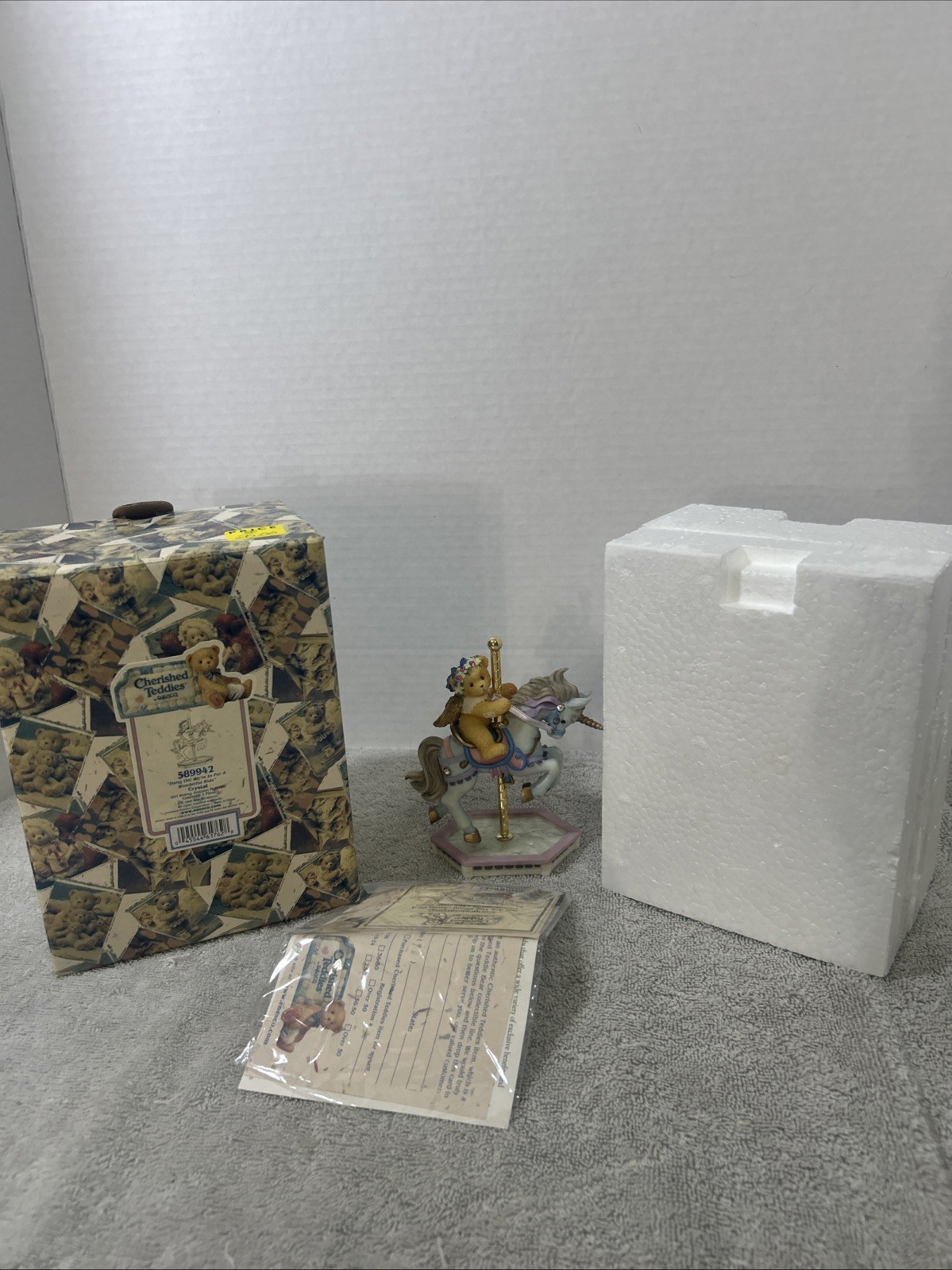 NIB Vtg Cherished Teddies Crystal Hang On Wonderful Ride Figurine 589942, 1999 r