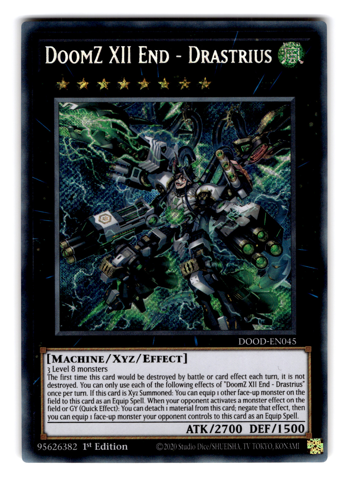 YUGIOH DOOMZ XII END - DRASTIUS SECRET RARE 1ST ED NEAR MINT DOOD-EN045