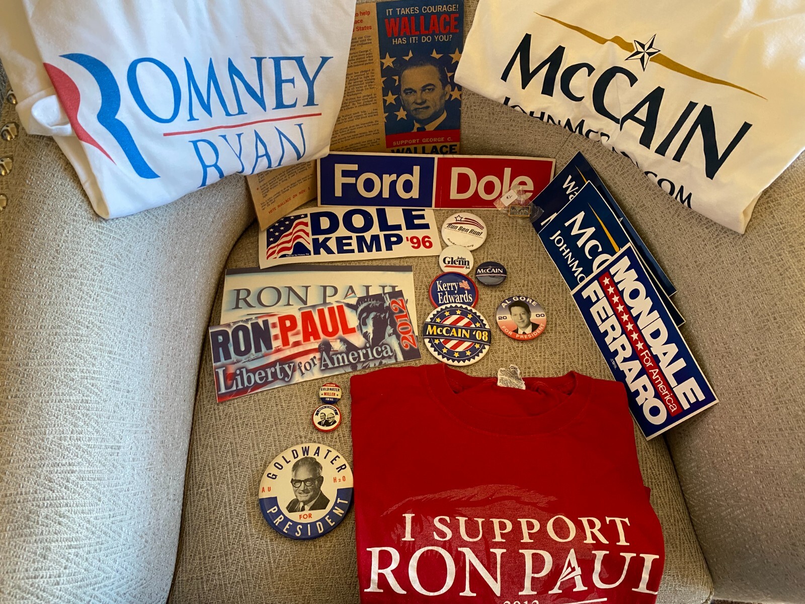 McCain Dole Paul Wallace Goldwater Ford Kerry Mondale Items McCain Dole Paul Wallace Goldwater Ford Kerry Mondale Items