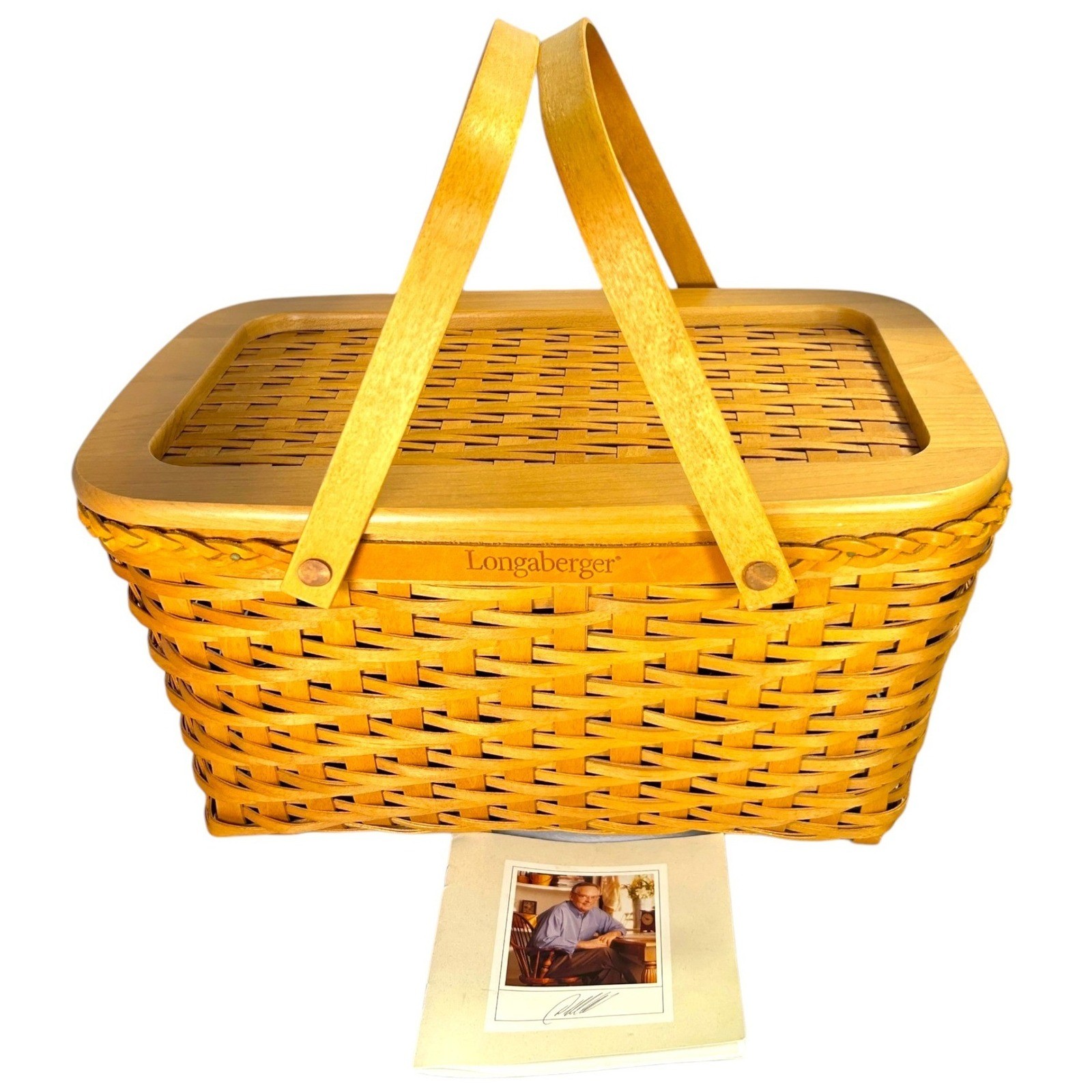 Longaberger Founder's Market Basket with Lid and Booklet 2000