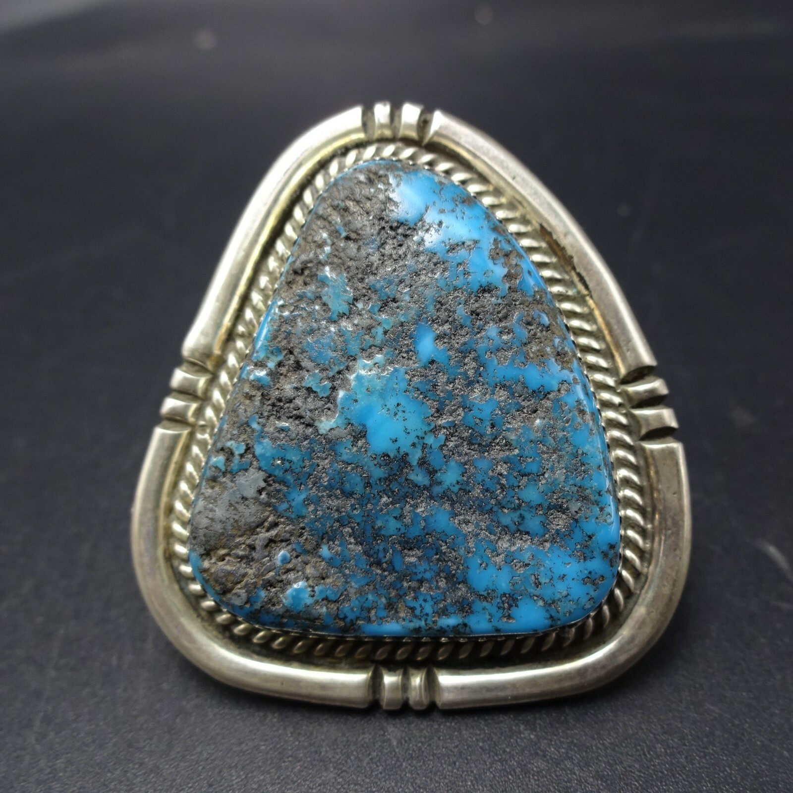 Huge 36g PHILLIP MORSE Sterling Silver KINGMAN TURQUOISE RING size 10 Wide Band
