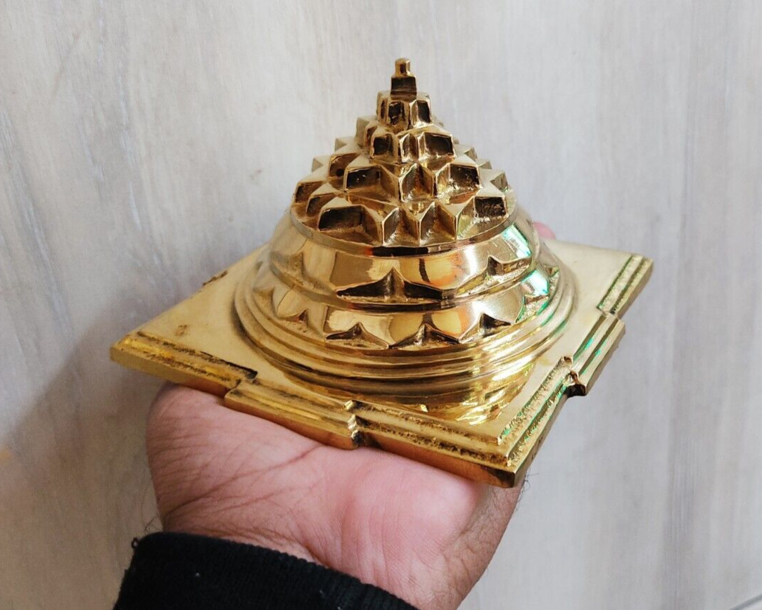 Rare Accurately Design Meru Shri Shree Yantra 4.5 x 4.5 Inch Big Size Energized