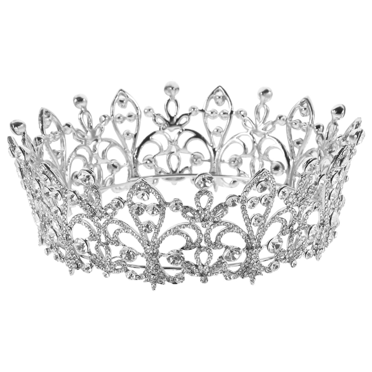 Lurrose Bridal Rhinestone Crown Tiara Princess Full Round Crystal Crown Wedding Lurrose Bridal Rhinestone Crown Tiara Princess Full Round Crystal Crown Wedding