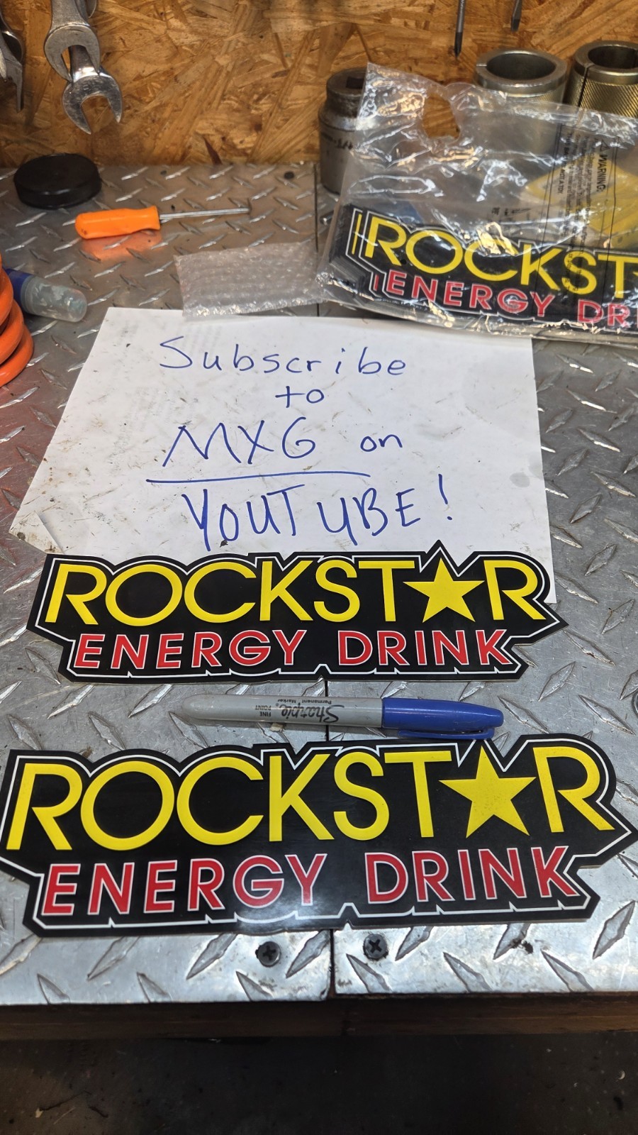 10 Inch Rockstar Energy Drink Stickers - Real Genuine and NEW (Pair)