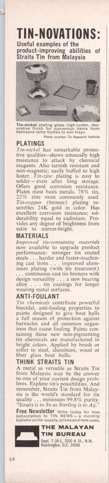 The Malayan Tin Bureau 1966 Vintage Print Ad Malaysia Straits Tin The Malayan Tin Bureau 1966 Vintage Print Ad Malaysia Straits Tin