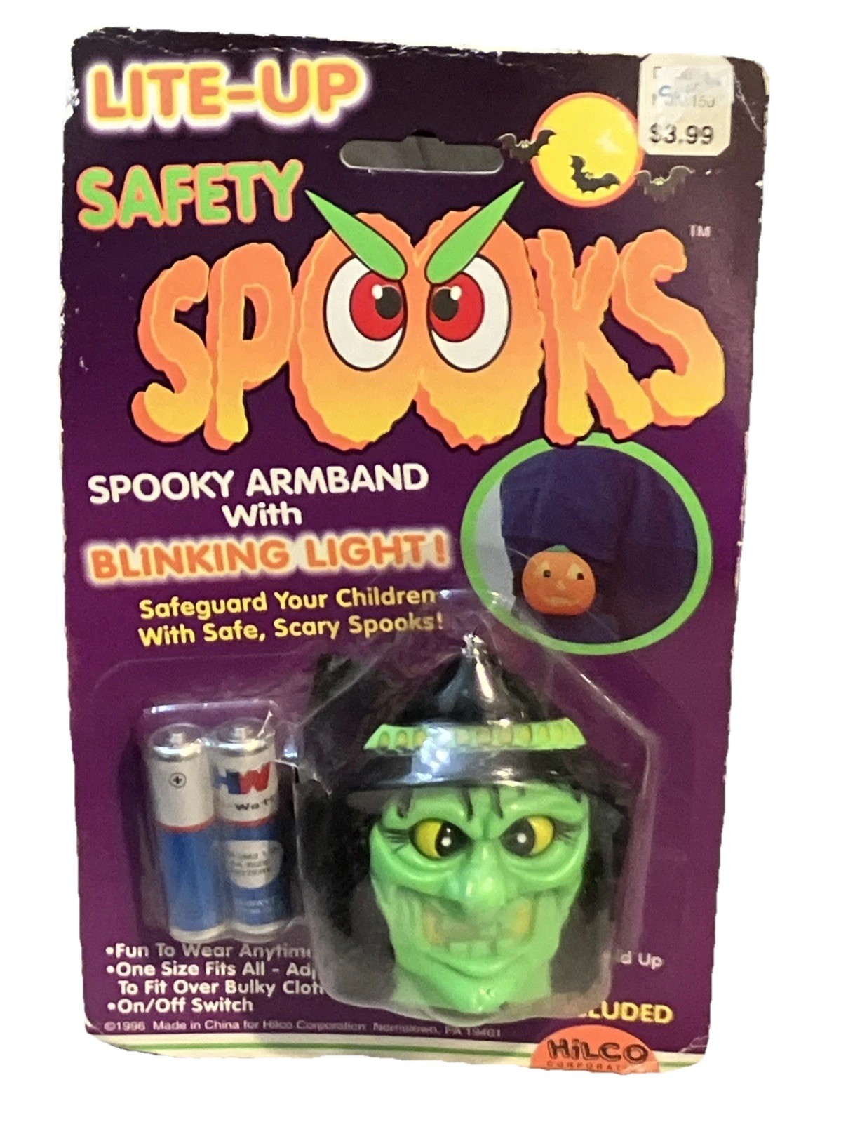 VTG HTF RARE NOS HiLCo LITE-UP SAFETY SPOOKS ARMBAND BLINKING LIGHT 1990s AS IS
