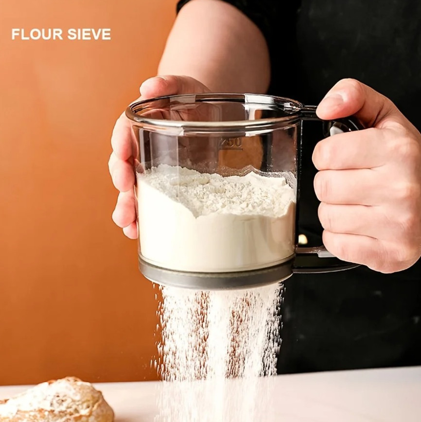 1pcs Semi-Automatic Flour Sifter – Transparent Hand Press Baking Sieve - NEW 1pcs Semi-Automatic Flour Sifter – Transparent Hand Press Baking Sieve - NEW