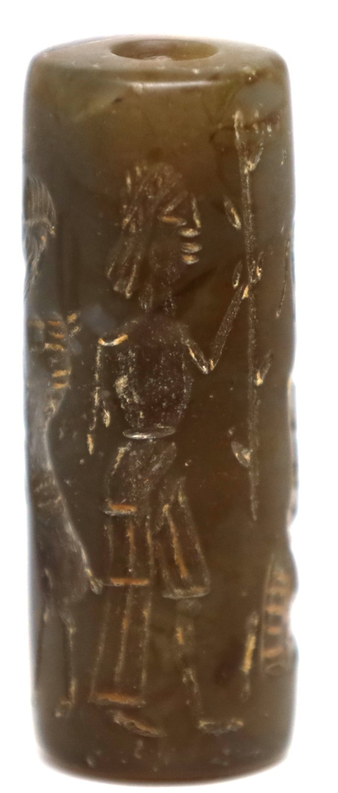 Ancient Near East Old Agate stone Antique Cylinder Bead Seal Amulet Circa 250BC