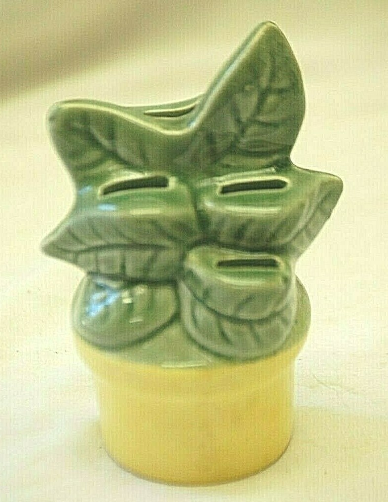 Art Pottery Wall Pocket Yellow & Green Vintage MCM