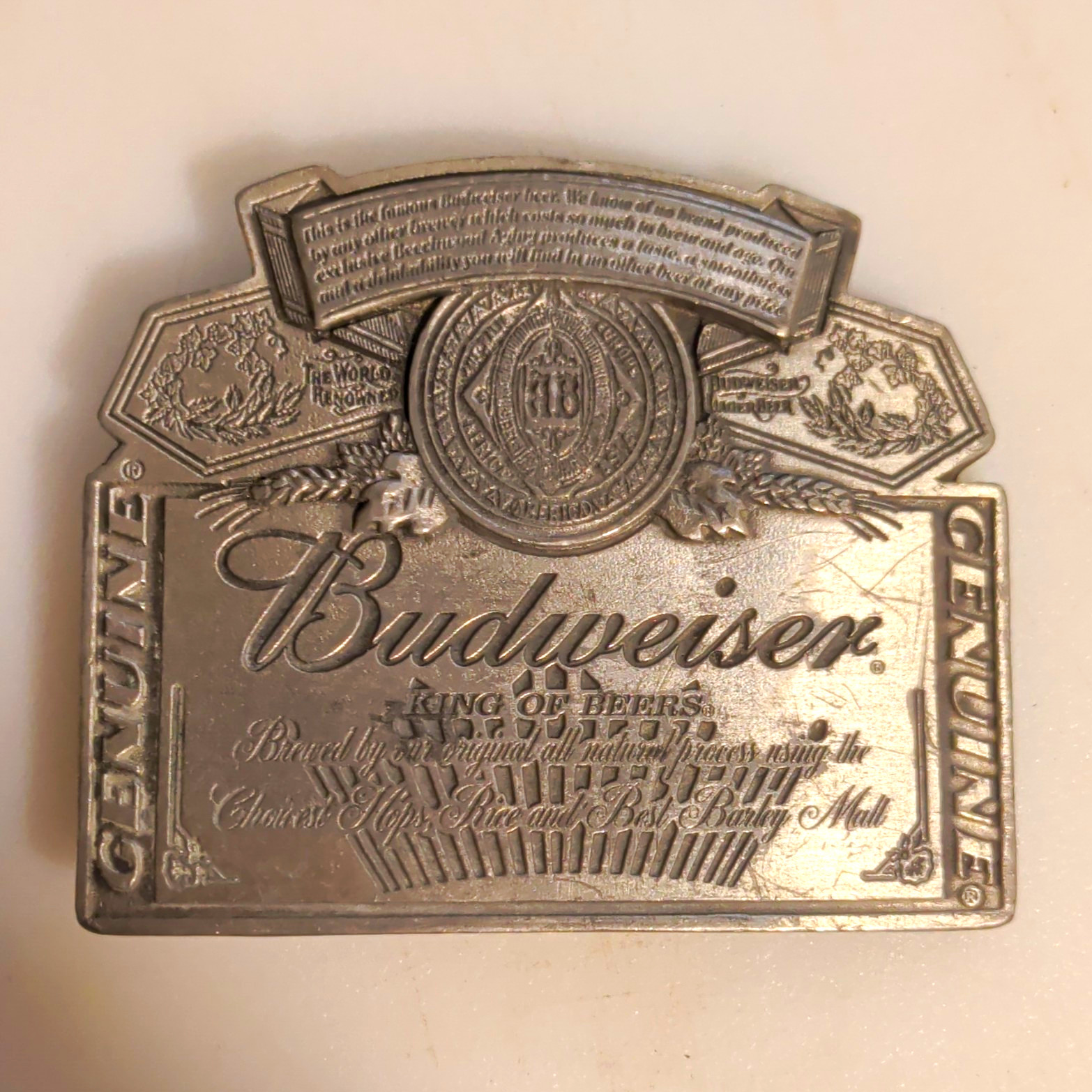 Budweiser Anheuser-Busch Inc Genuine Metal Belt Buckle Breweriana Theme