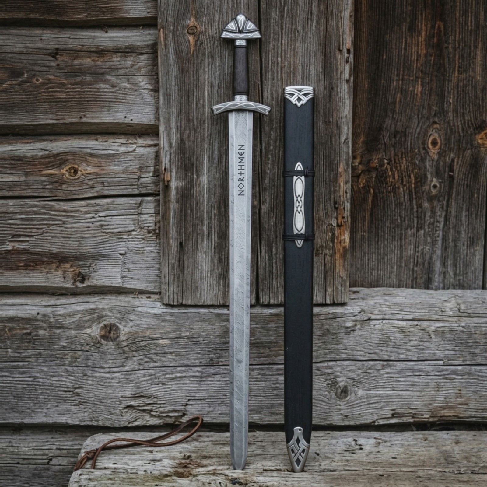 Northmen 38” Handmade Viking Sword – Custom Damascus Steel with Scabbard