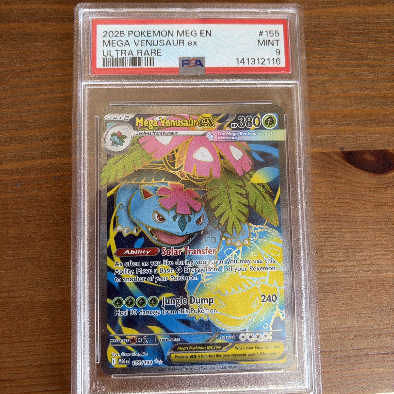 Pokémon TCG Holo Ultra Rare Full Art Mega Venusaus Ex 155/132 Me01 PSA 9