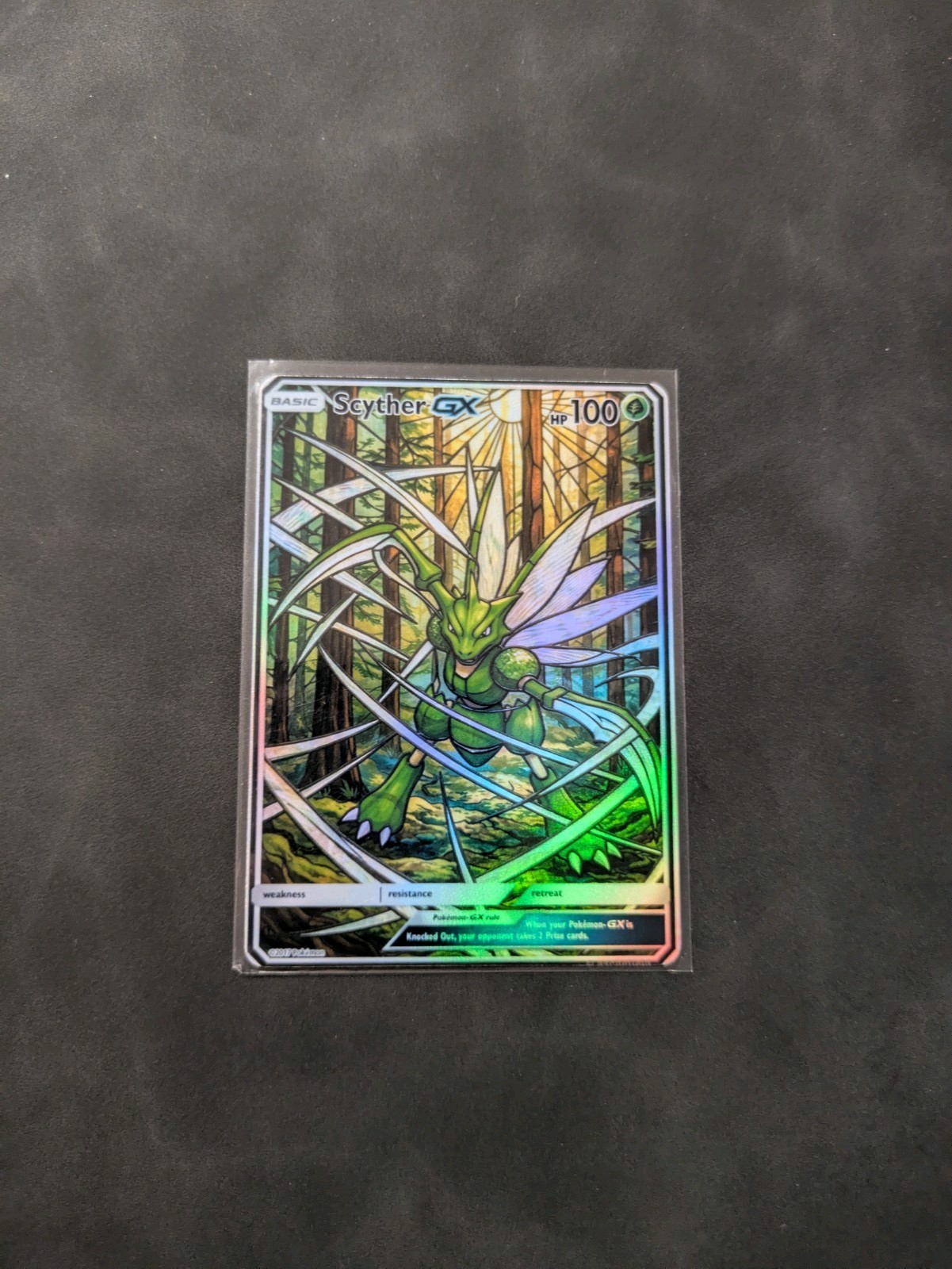 Stained Glass Style Scyther Holographic Display Card