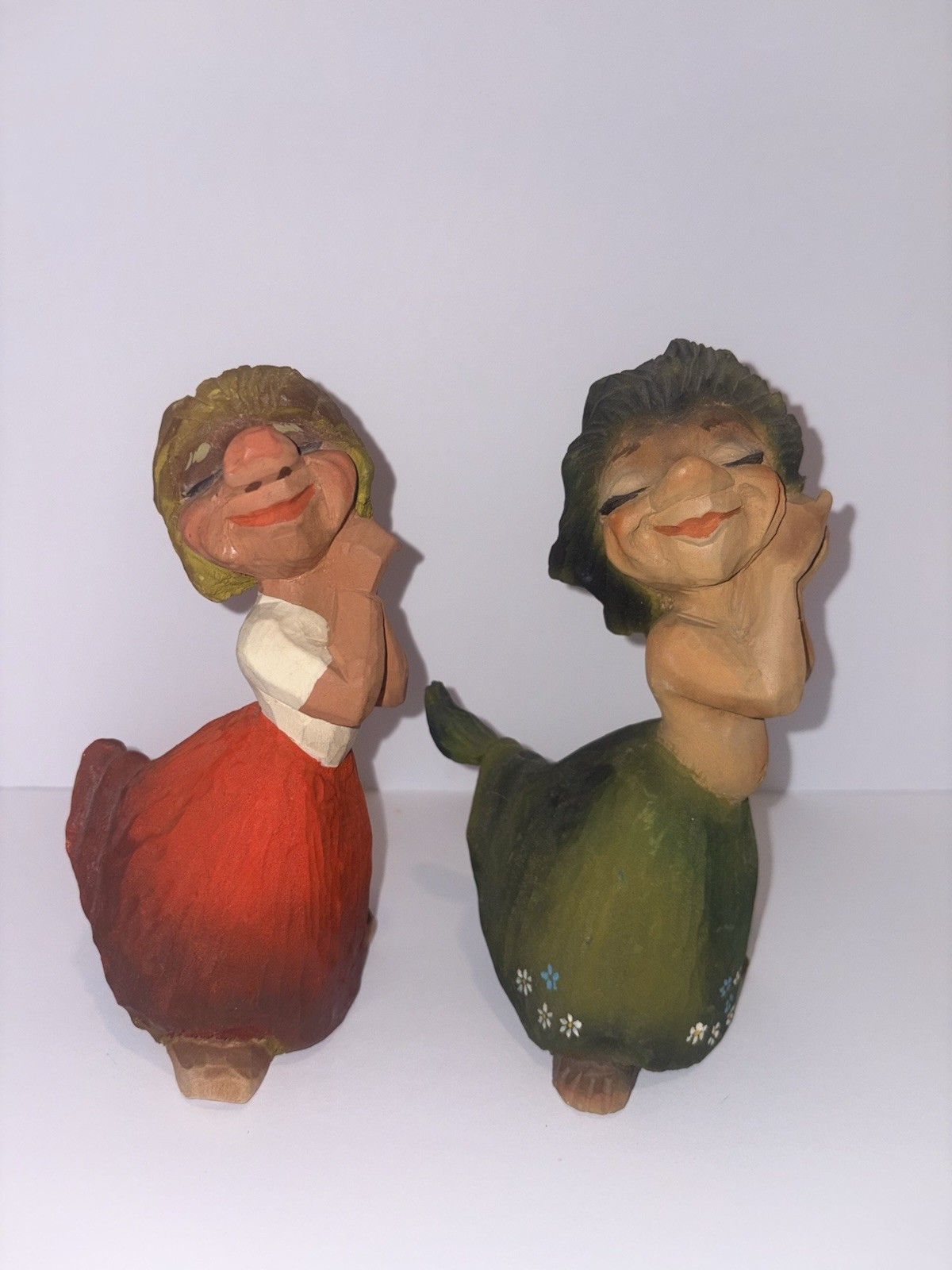 Vtg Henning Troll Figurine And Huldra Figurine – Hand Carved Wooden Troll Norway