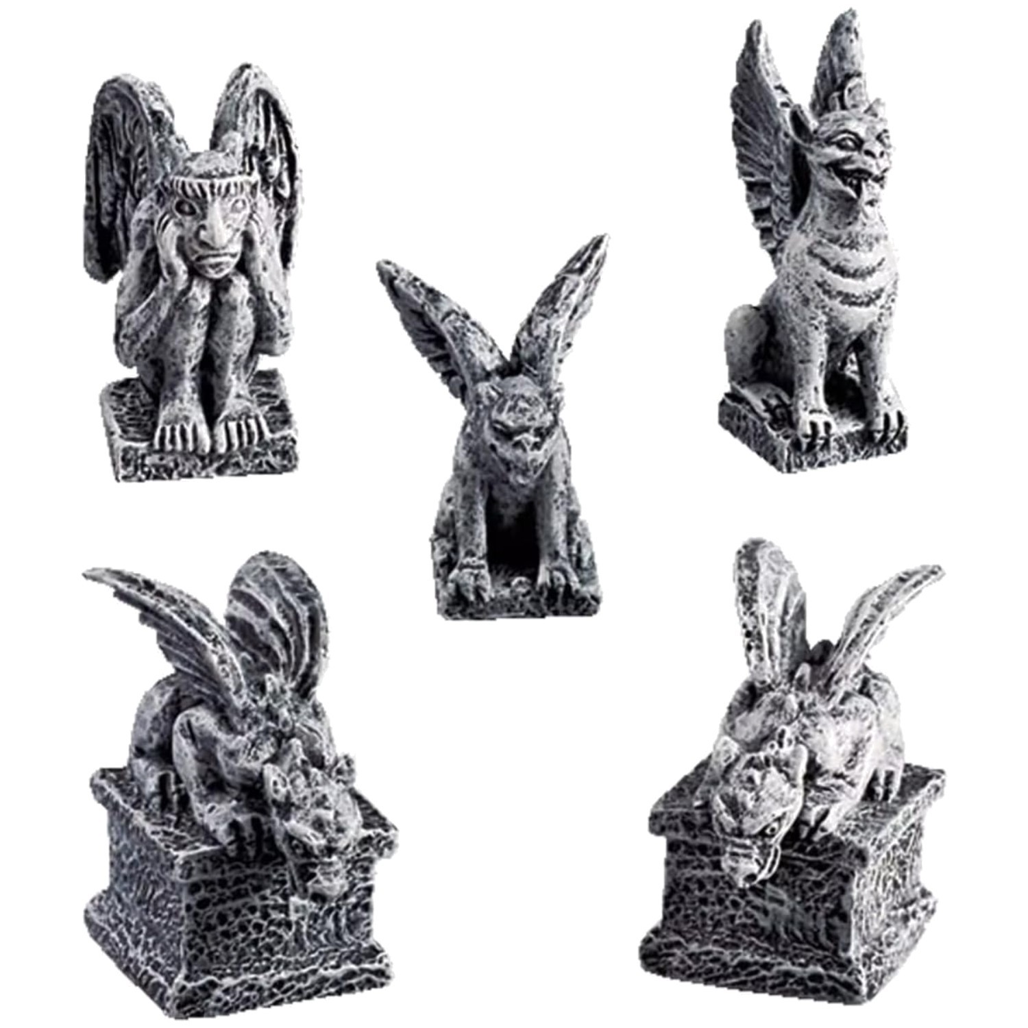 Set of 5 Handcrafted Gargoyle Figurines - Perfect for Elegant Halloween Decor Set of 5 Handcrafted Gargoyle Figurines - Perfect for Elegant Halloween Decor