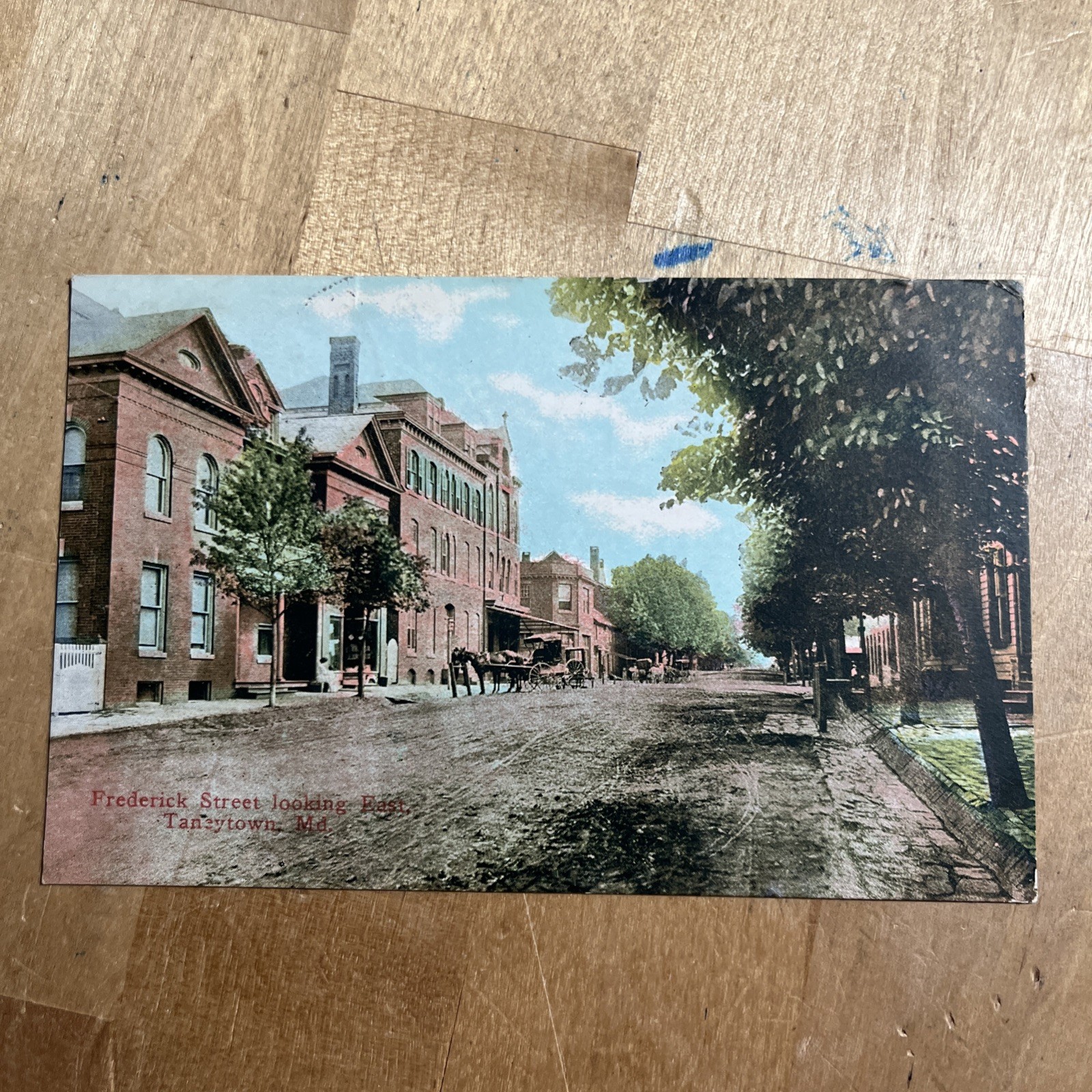 Antique Postcard Street View Fredrick Street Looking East Taneytown MD -- I2