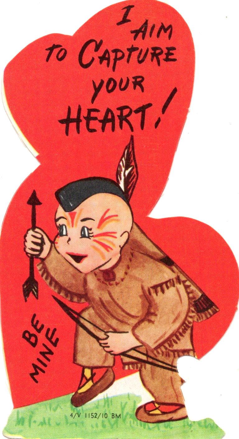 Vintage Valentine Card, AMERICAN INDIAN WARRIOR  \