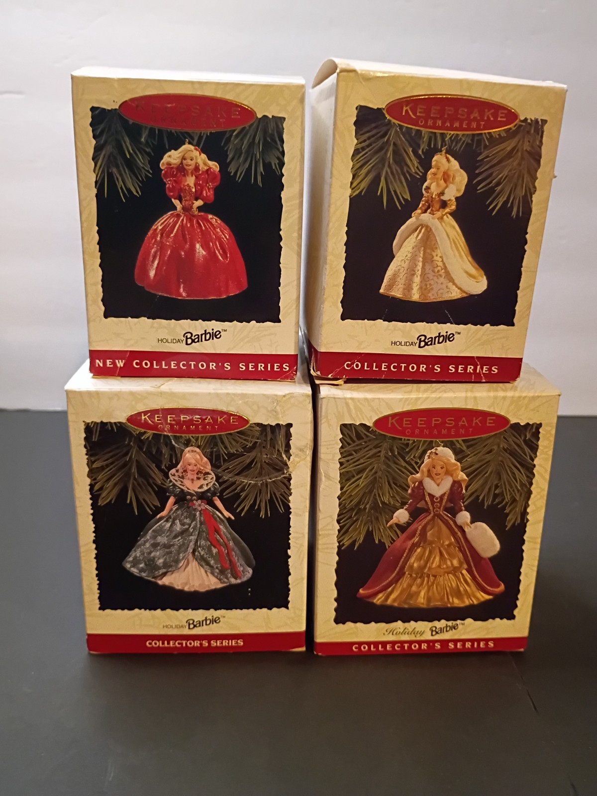 1st 4 HALLMARK HOLIDAY BARBIE ORNAMENTS- NEW IN BOX 1993-1996 set of 4 vintage 1st 4 HALLMARK HOLIDAY BARBIE ORNAMENTS- NEW IN BOX 1993-1996 set of 4 vintage