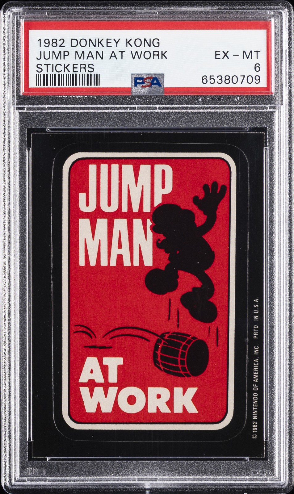 1982 DONKEY KONG STICKERS JUMP MAN AT WORK PSA 6