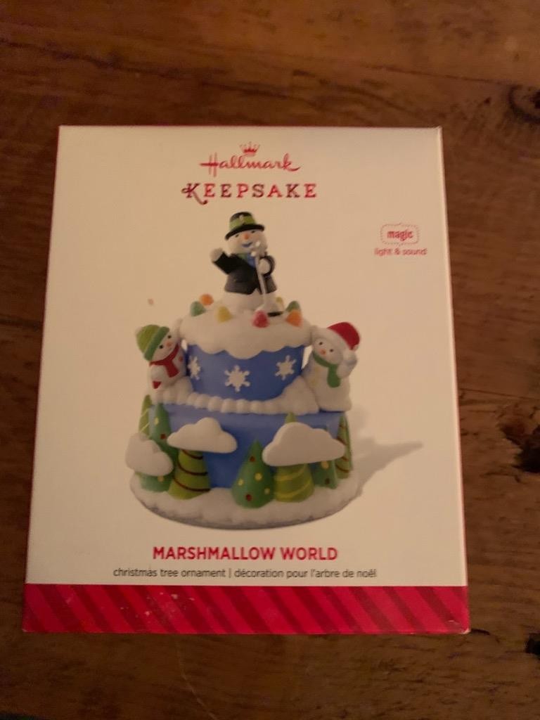 Hallmark Keepsake Ornament 2014 Marshmallow World Snowman Tiered Cake Magic