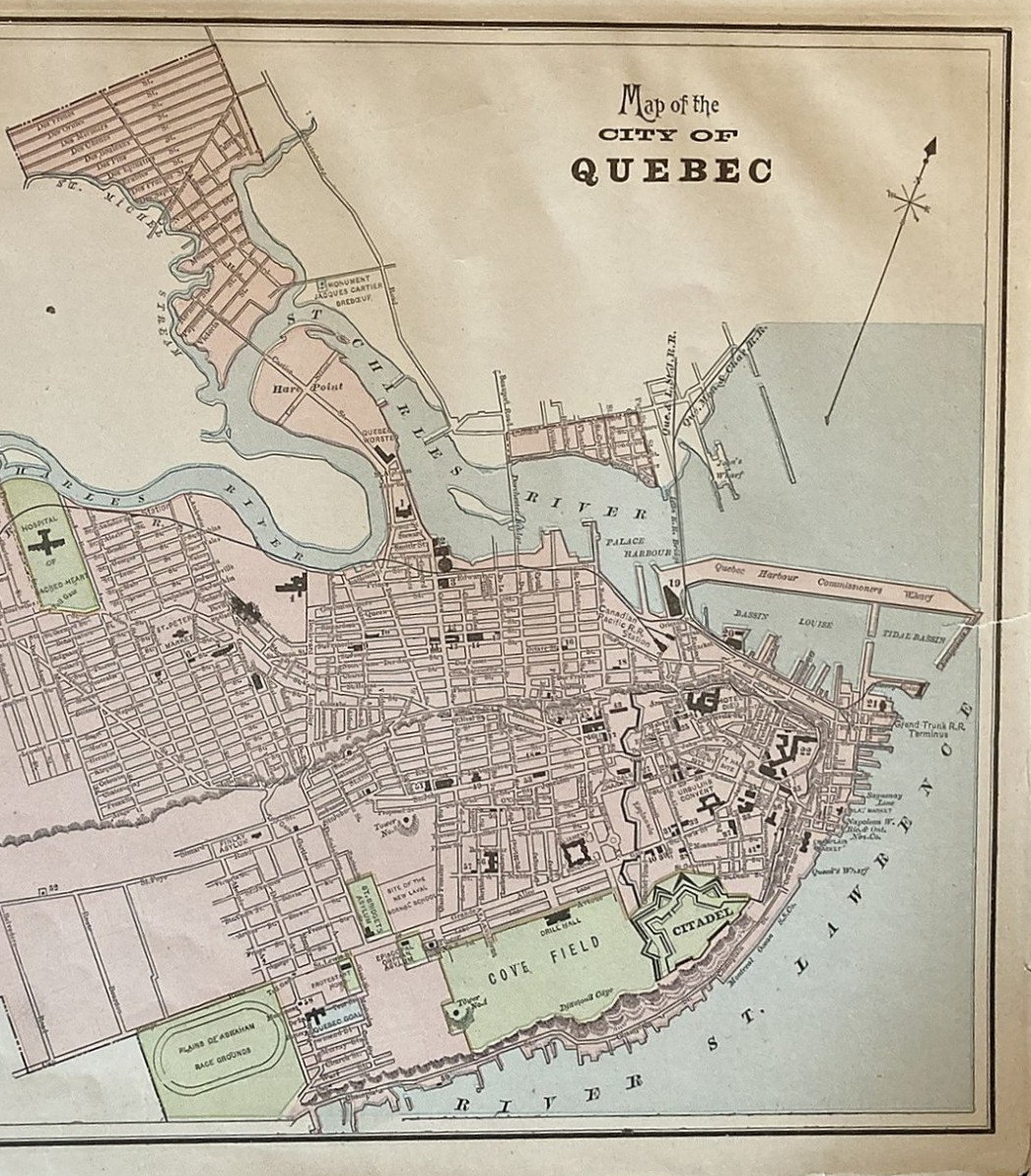 Quebec City Antique Map Halifax & Dartmouth Nova Scotia 1894, Crams Atlas Quebec City Antique Map Halifax & Dartmouth Nova Scotia 1894, Crams Atlas