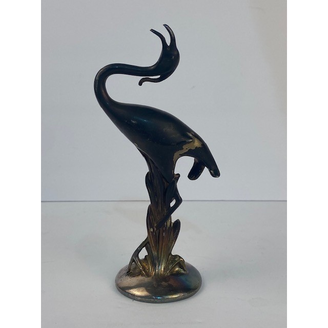 Vintage Silver Plate Weidlich Bros Mfg. Co Crane Heron Figurine MCM Decor 2121
