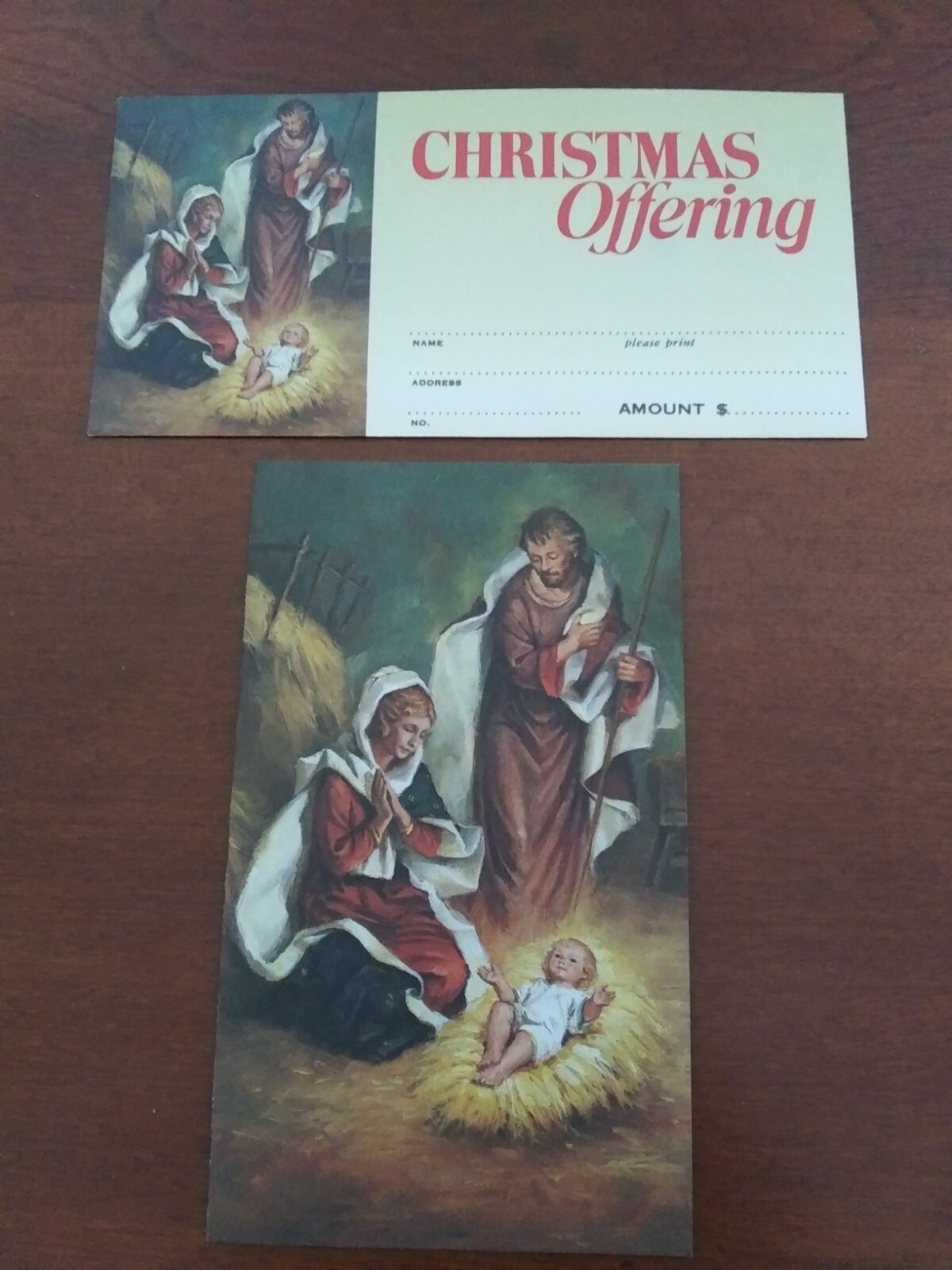 Vtg. Christmas Offering Envelope & Mass Schedule Catholic Nativity