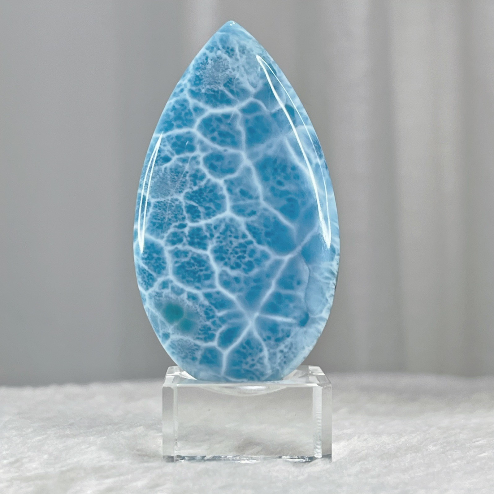 39g Larimar Cabochon, Premium AAA Polished Gemstone From Dominican Republic,