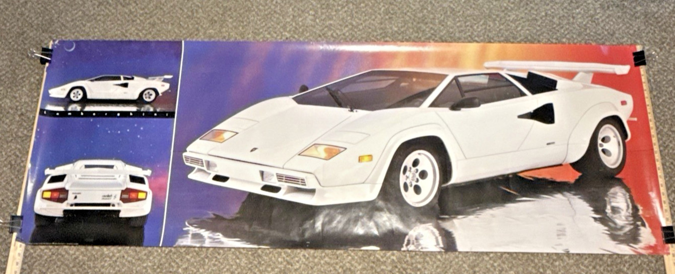 Vtg 1987 Ron Kimball Poster 74“ x 26” Lamborghini Countach 5000 S Gently Used Vtg 1987 Ron Kimball Poster 74“ x 26” Lamborghini Countach 5000 S Gently Used