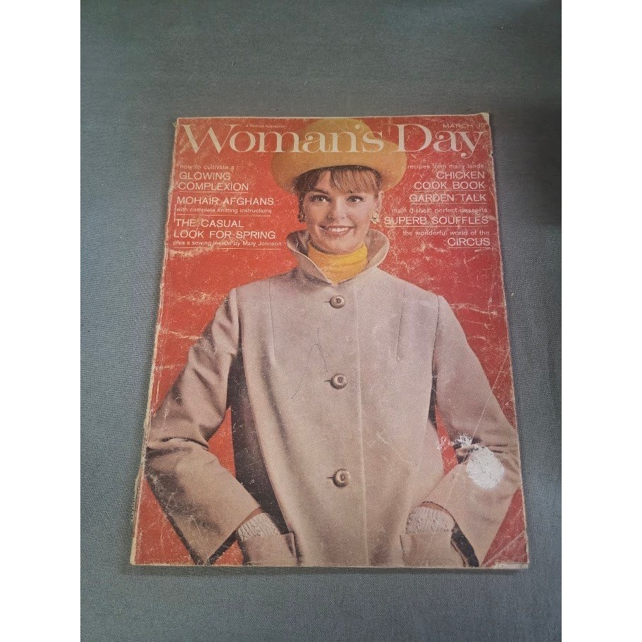 Vintage Woman\'s Day Magazine March 1964 Mohair Afghans Chicken Cook Book Circus