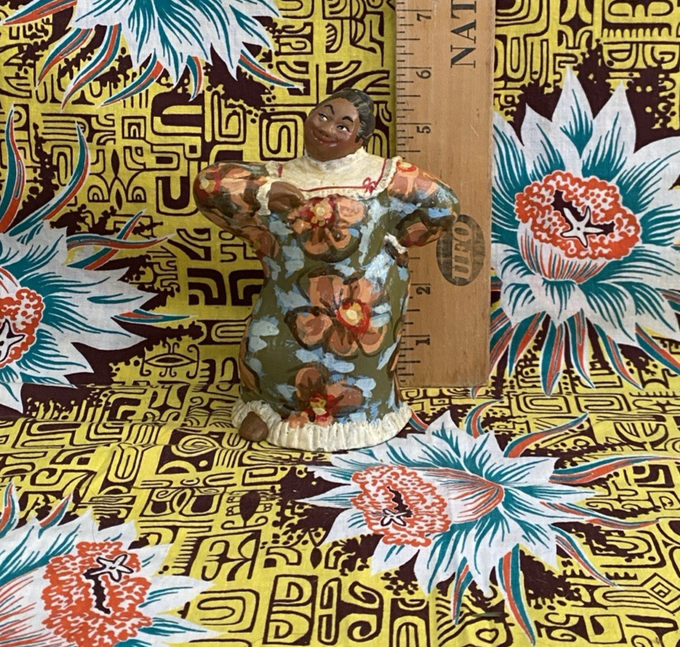 Hawaiian Andrea of Kona clay painted womam with beautiful flower dress Hawaiian Andrea of Kona clay painted womam with beautiful flower dress