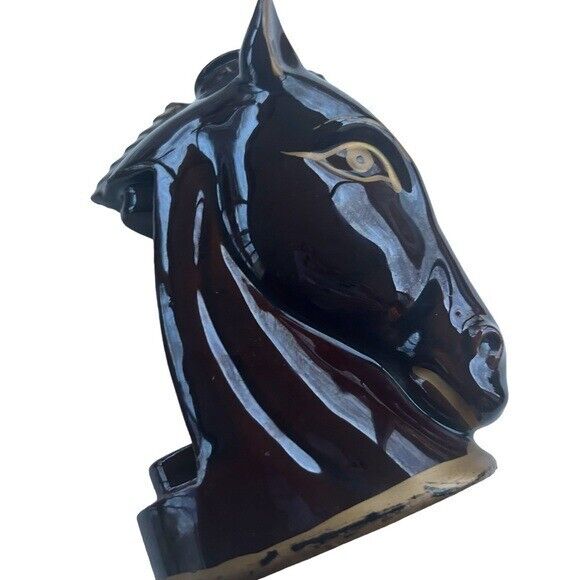 RARE, vintage painted horse head, coin bank with stopper, made in Japan