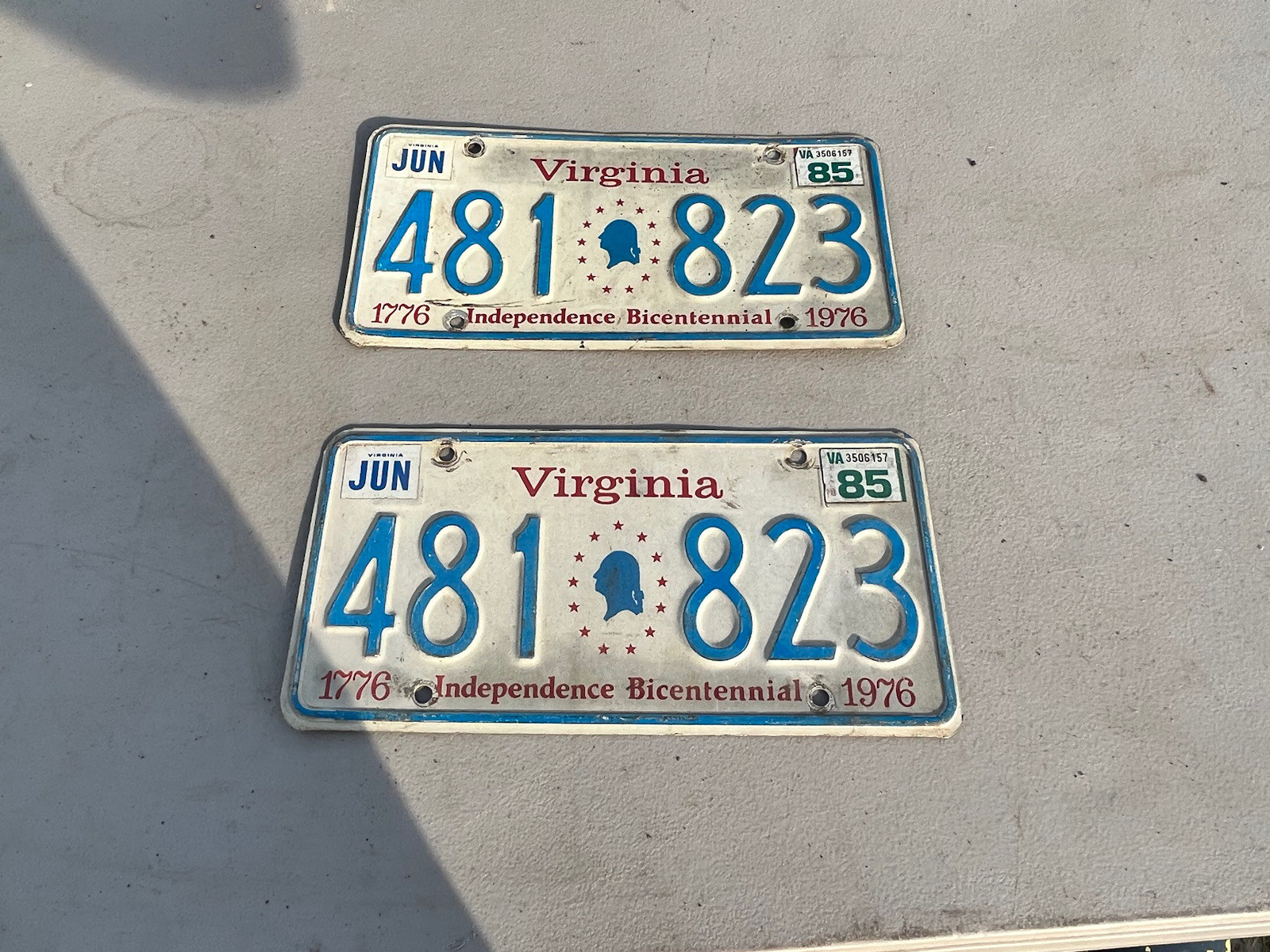 1976 Virginia Bicentennial Antique Plates, Chevy, Ford, Mopar, Pair, Set 1976 Virginia Bicentennial Antique Plates, Chevy, Ford, Mopar, Pair, Set