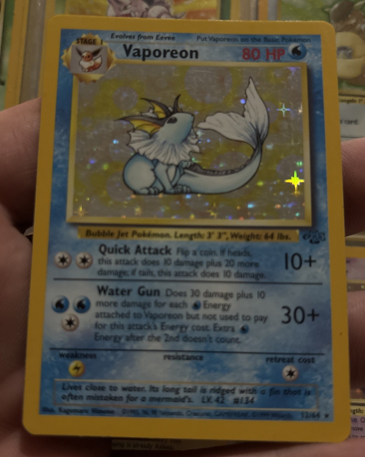 Vaporeon (12) 12/64 Jungle Holo Rare Pokemon Unlimited Holofoil Lightly Played Vaporeon (12) 12/64 Jungle Holo Rare Pokemon Unlimited Holofoil Lightly Played