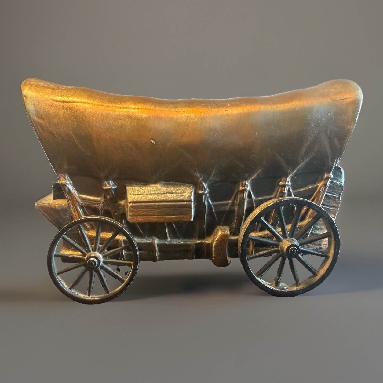 Vintage Banthrico Cast Metal Covered Wagon Coin Bank Conestoga Pioneer